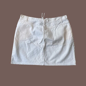 Limited Jeans Mini Skirt | White Lace-Up | Size 14 | Vintage